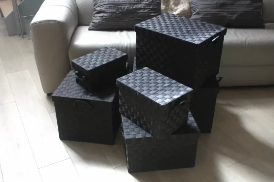 Imagen del set 6 cajas con asas gris