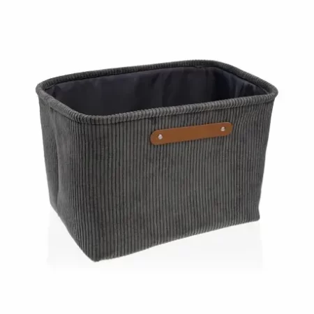 Imagen de la cesta Corduroy gris oscuro rectangular